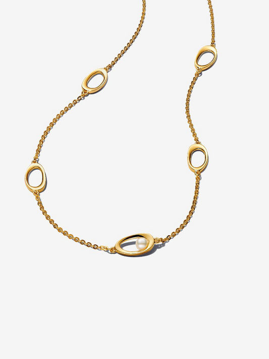 Collana Ovali Linea Sinuosa e Perla D'Acqua Dolce Coltivata
Placcatura in Oro 14k Pandora 363883C01-45