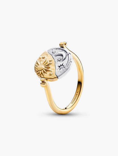 Anello Medallion Sole e Luna "Per Aspera Ad Astra" Reversibile