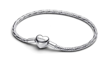 Pandora Bracciale Maglia Snake Sfaccettata con Chiusura a Cuore da Incidere Pandora 594236C00