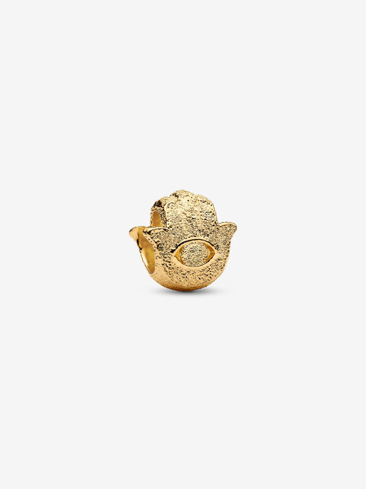 Mini Charm Mano di Fatima effetto diamantato Placcatura in Oro 14k Pandora 764042C00