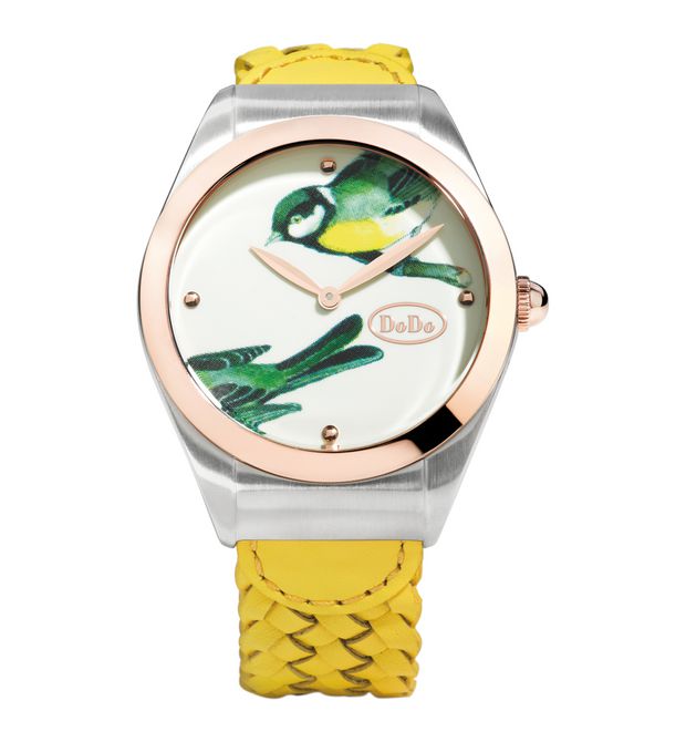 Orologio Songbird Acciaio, Pvd Oro Rosa e Pelle Girasole 37 Mm Dodo Wad6pa/pvd