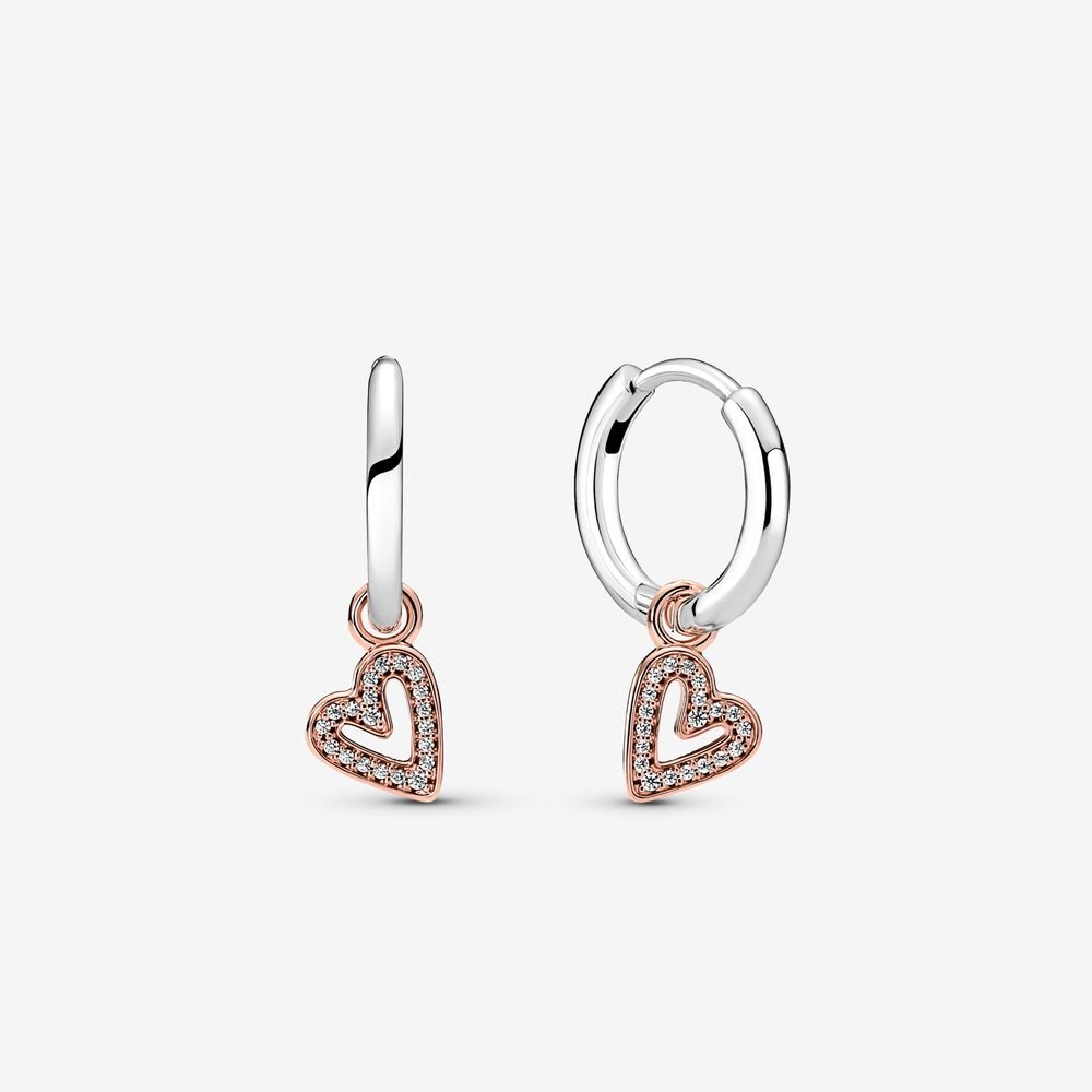 Pandora Asymmetric Heart Hoop Earrings 280090C01