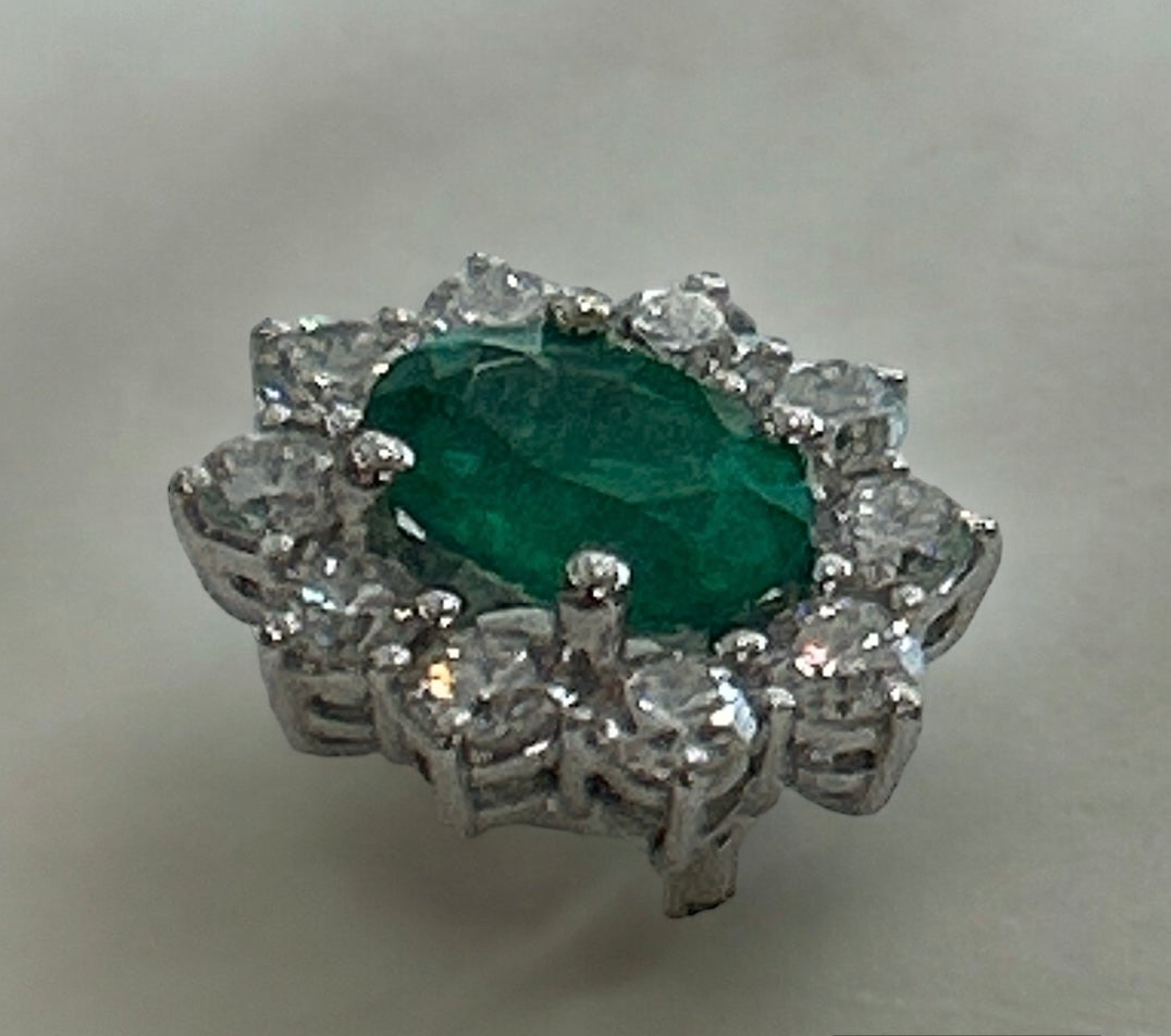 Emerald Earrings in 18 Kt White Gold and Diamonds 024-B0530B