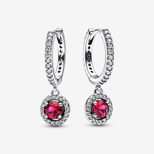 Pandora Earrings with Pavè Hoops and Red Stones 292379C01