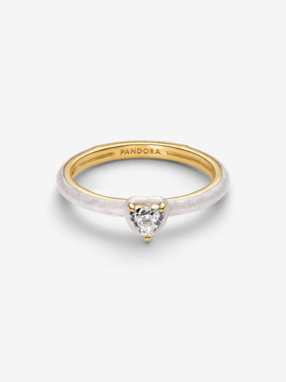 Anello White Chakra Heart Pandora ME Placcatura in Oro 14k 163088C01