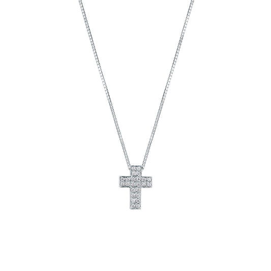 Girocollo Croce con Diamante in Oro Bianco Mirco Visconti GM104/10