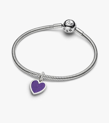 Charm Pendente Cuore Viola da Incidere con Finitura in Platino Pandora 735088C02