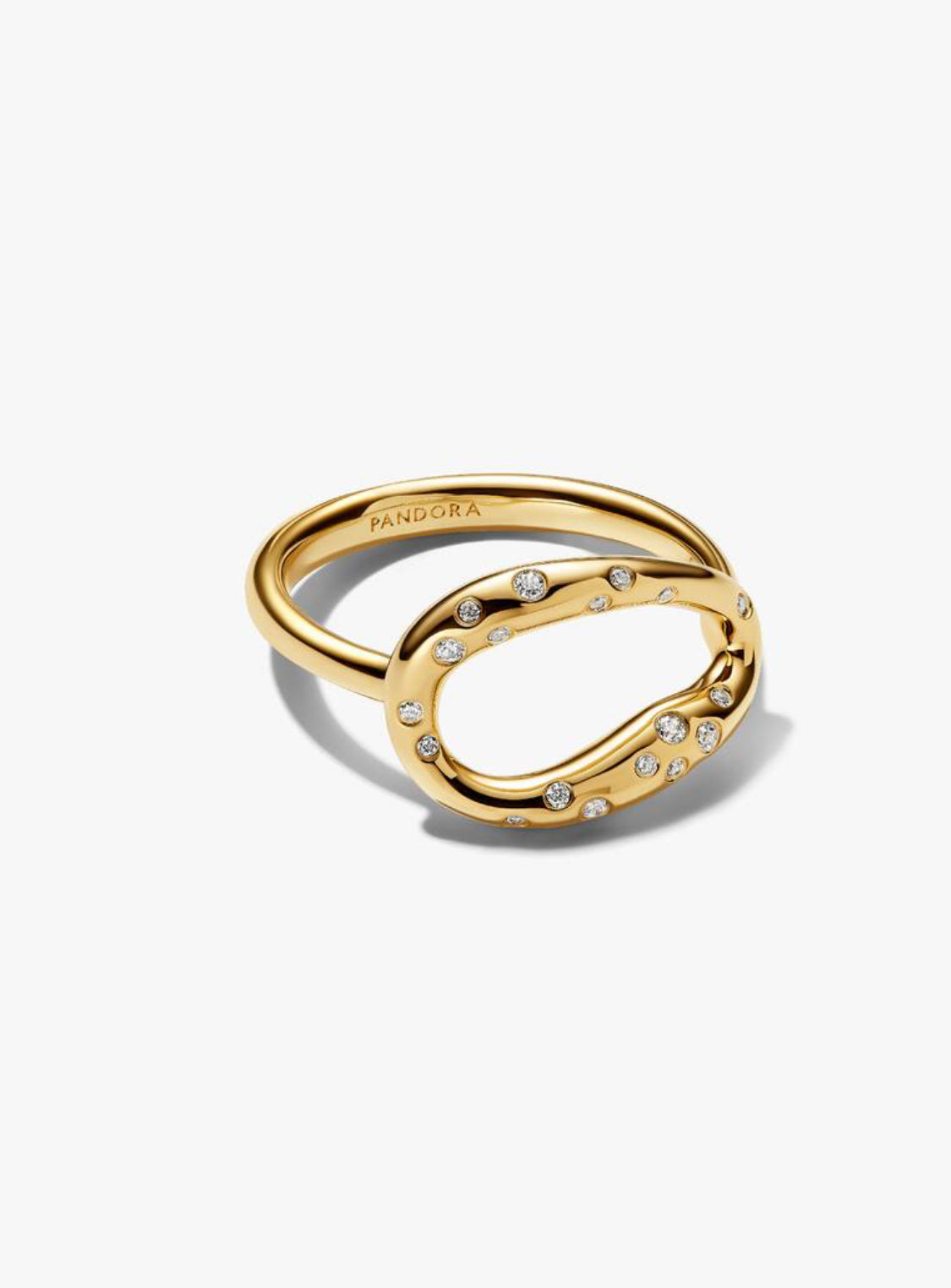 Anello Ovale Linea Sinuosa con Pietre Luminose Pandora 164676C01