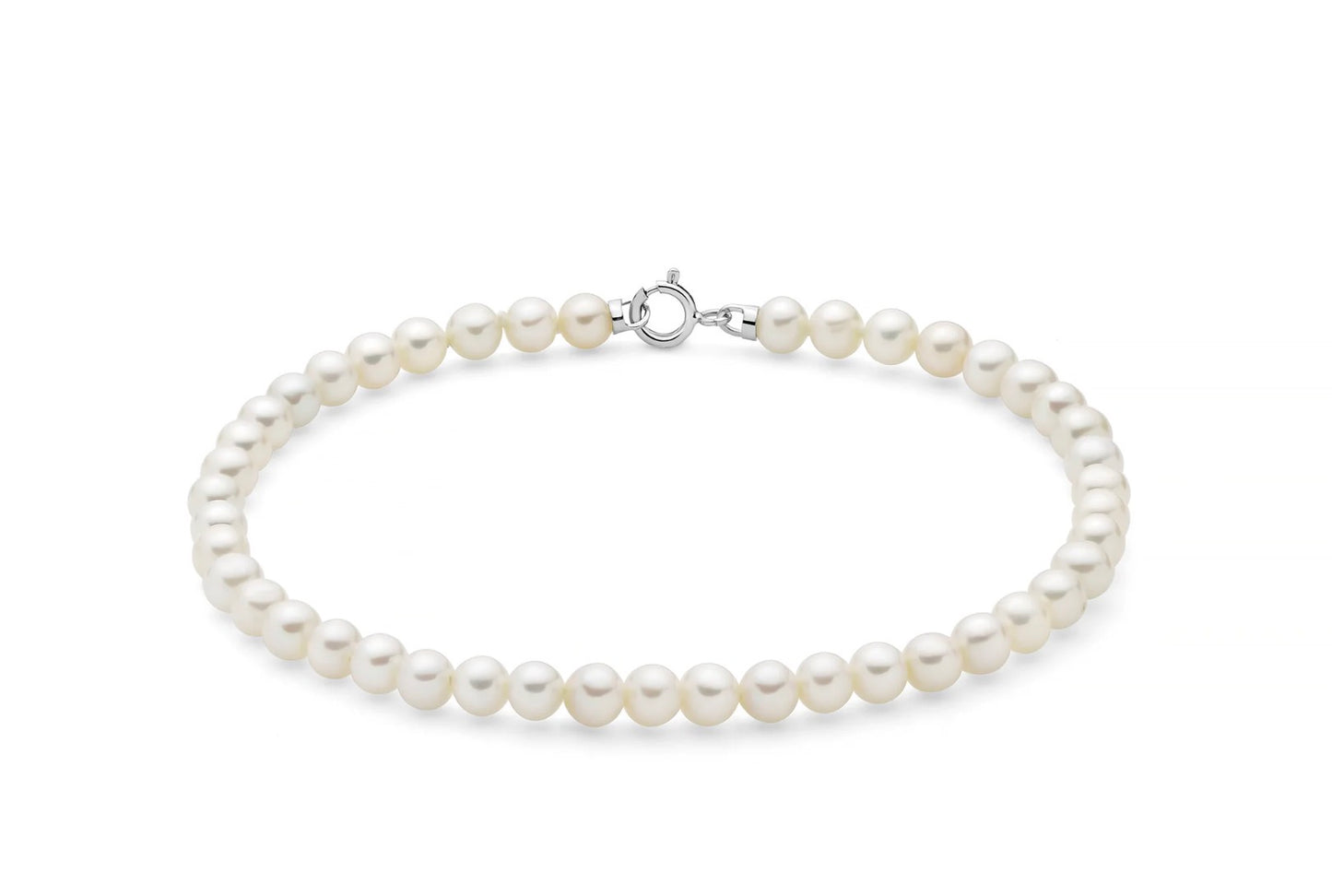 Bracciale di perle Oriente con chiusura in Oro Bianco 4-4,5 mm Miluna PBR3731