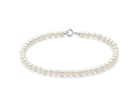 Bracciale di perle Oriente con chiusura in Oro Bianco 4-4,5 mm Miluna PBR3731