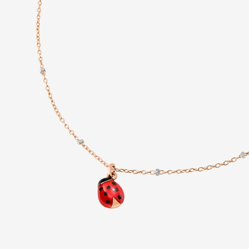 Collana Mini Coccinella Oro Rosa & Smalto Dodo DCB9001_LADYX_ERO9R