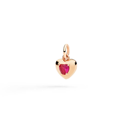 Ciondolo Cuore Oro Rosa e Rubino Sintetico Dodo DMC6000-HEART-SR09R