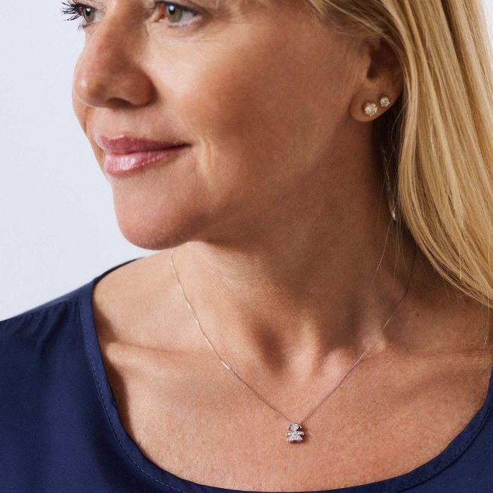 Collana i Tesorini con Sagoma Bimba in Oro Bianco 18 kt e Diamanti Le Bebè LBB951