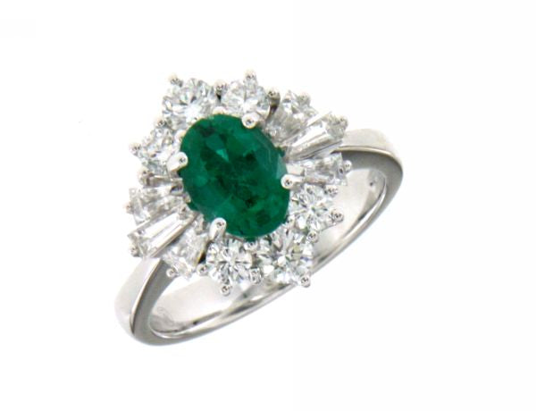Anello con Smeraldo e Diamante in Oro Bianco Mirco Visconti GB55/20S
