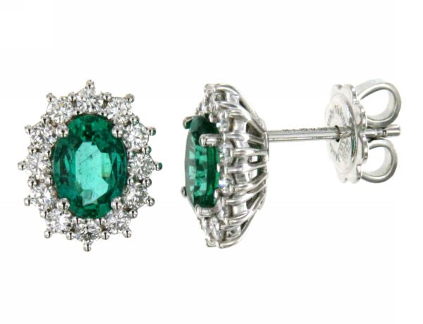 Paio Orecchini con Smeraldo e Diamante in Oro Bianco Mirco Visconti Z685S/B20S
