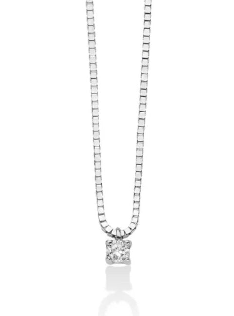 Collana Punto Luce con Diamante a Griffe Regolari in Oro Bianco Miluna CLD3993-004G7