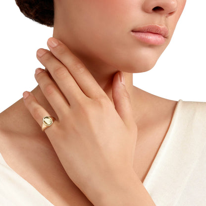 ANELLO SIGILLO ORO GIALLO & DIAMANTE BIANCO