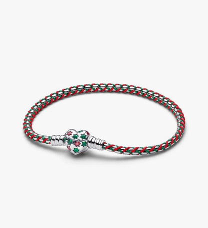 Bracciale Intreccio Tessuto Verde e Rosso Pandora 595068C01