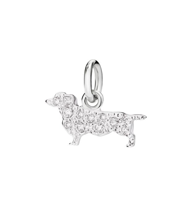 Dachshund Pendant in 18 Kt White Gold and Diamonds Dodo D13BAPOB/B