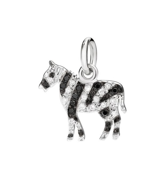 Zebra Pendant in 18 Kt White Gold and White and Black Diamonds Dodo D15ZBGOB/B/BB