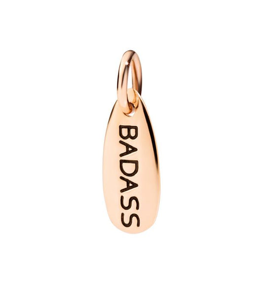 Badass Tag Pendant in 9 Kt Rose Gold Dodo and Black Enamel Dm1/9/badass/k