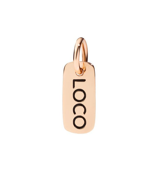 Tag Loco Pendant in 9 Kt Rose Gold and Black Enamel Dodo Dm3/9/loco/k