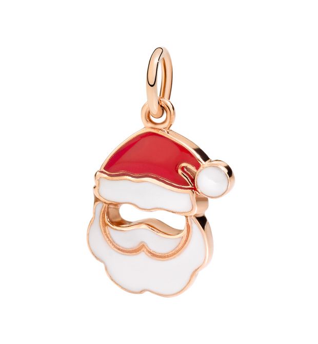 Santa Claus Pendant 9 Kt Rose Gold, Red and White Enamel Dodo Dmxmassanta/9/k