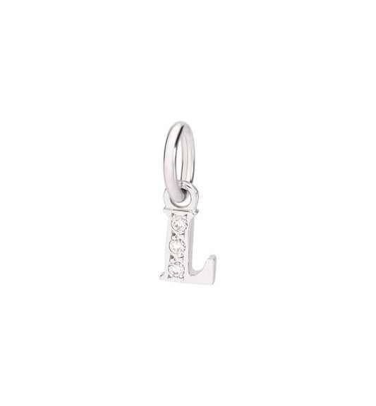 Letter L Pendant Precious 18 Kt Rhodium-plated White Gold and White Diamonds Dodo DMC0112_LETLS_DB0O2