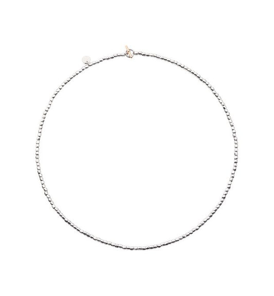 Mini Granelli Necklace in Silver, 9 Kt Rose Gold and Steel 42 cm Dodo DCC0002_GRANX_GAGMX