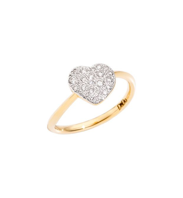 Precious Heart Ring in 18 Kt Yellow Gold and Dodo Diamonds DAC0014_HEARS_DB0OG