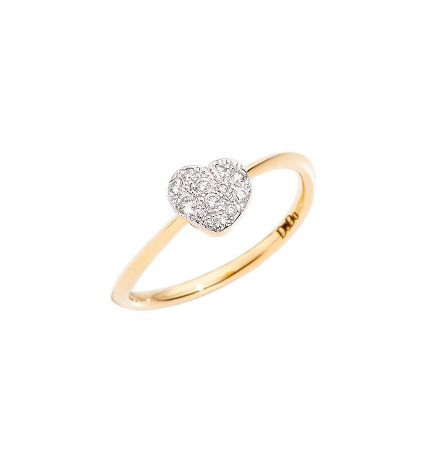 Precious Mini Heart Ring in 18 Kt Yellow Gold and Dodo Diamonds DAC0003_HEARX_DB0OG