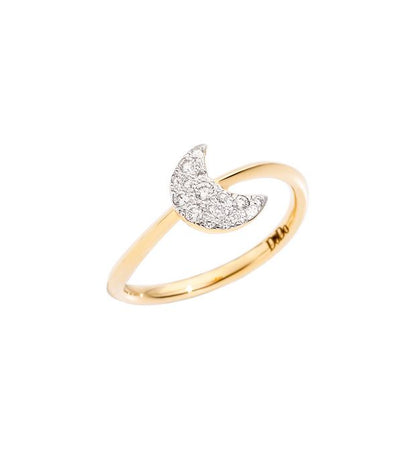 Precious Luna Ring in 18 Kt Yellow Gold and Dodo Diamonds DAC0006_HEARS_DB0OG