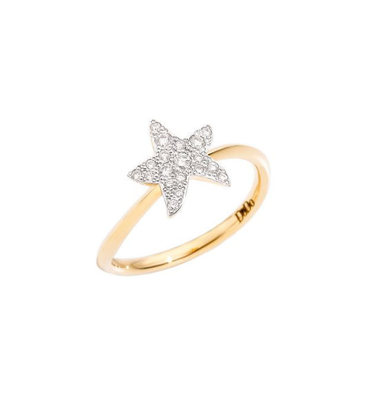 Precious Stellina Ring in 18 Kt Yellow Gold and Dodo Diamonds DAC0011_STARS_DB0OG