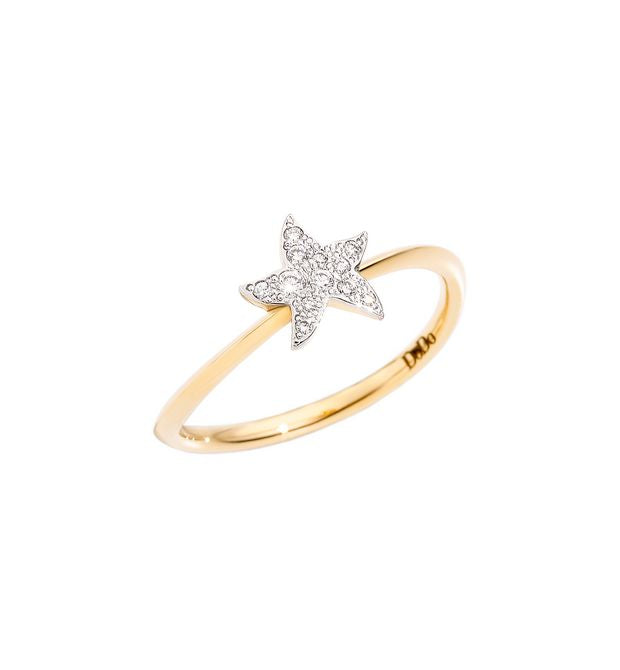 Precious Mini Star Ring in 18 Kt Yellow Gold and Dodo Diamonds DAC0012_STARX_DB0OG