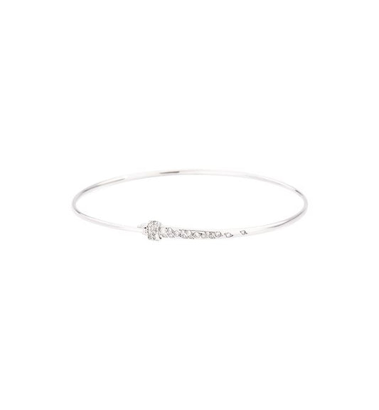 Bracciale Bangle Prezioso Essential con Stopper Oro Bianco 18 Kt Diamanti Bianchi Dodo DBC2006_BANGL_DB0OB