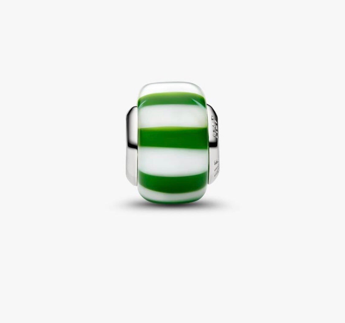 Charm Mini Vetro di Murano Caramella Verde con Finitura in Platino Pandora 735071C02