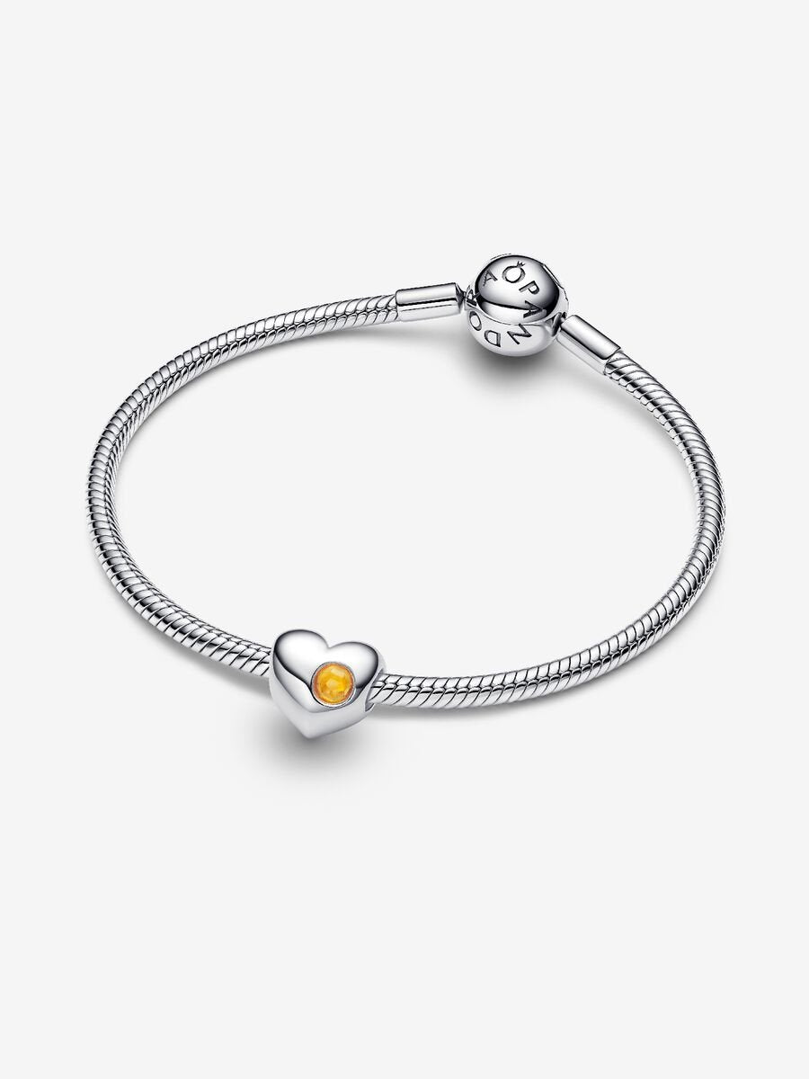 Charm Cuore con Pietra Miele Novembre da incidere Argento Sterling 925 Pandora 794161C11