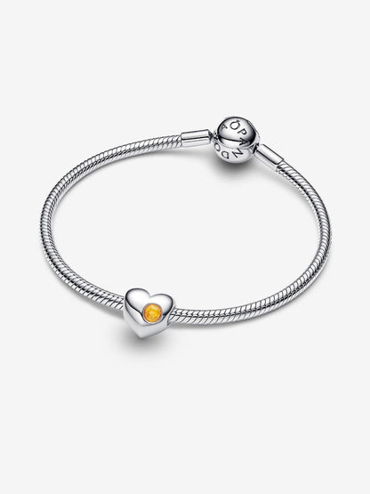 Charm Cuore con Pietra Miele Novembre da incidere Argento Sterling 925 Pandora 794161C11