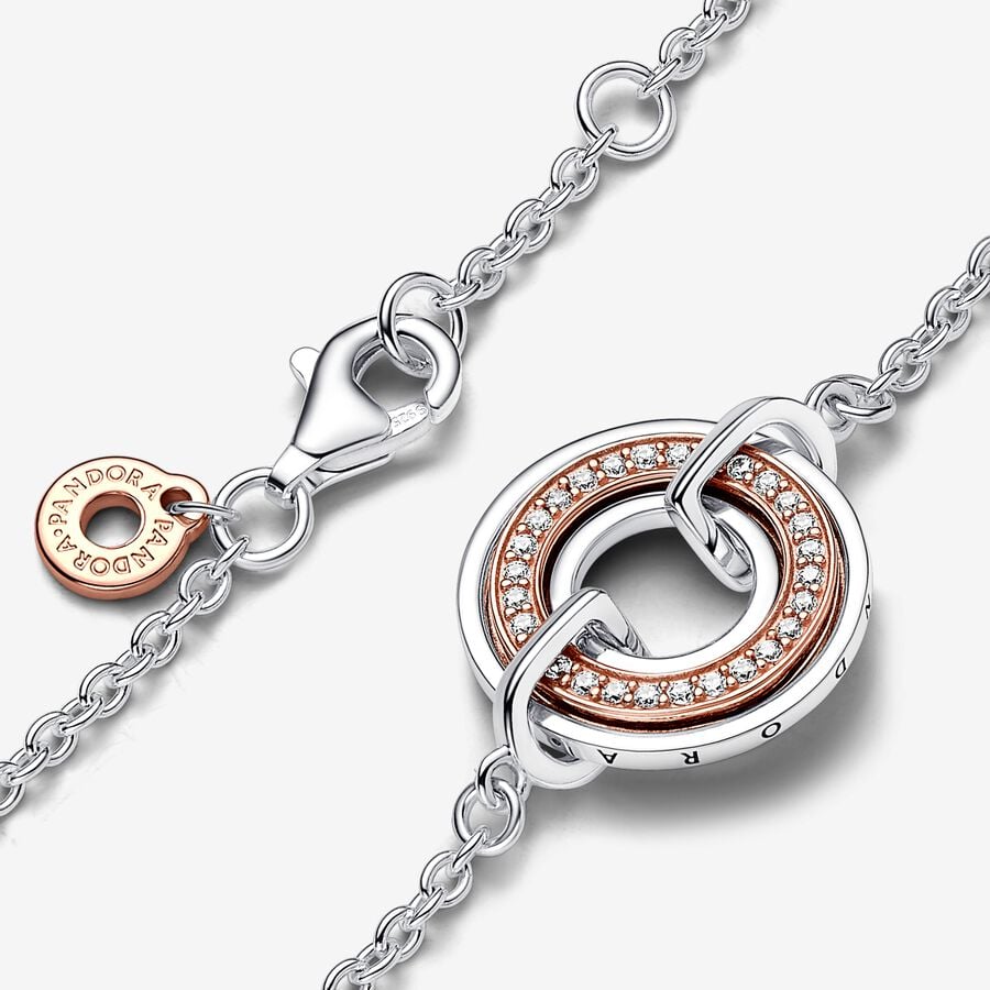 Two-tone Circle Bracelet with Logo and Pavè Pandora 582741C01