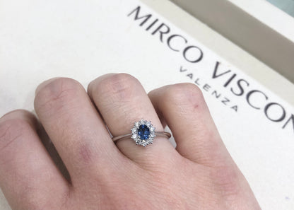 Anello con Zaffiro e Diamante in Oro Bianco Mirco Visconti GM149/A3Z