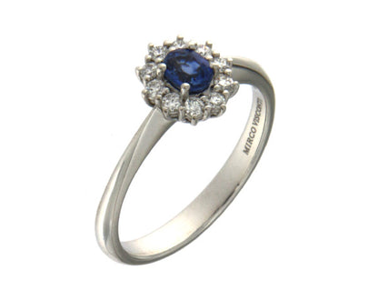 Anello con Zaffiro e Diamante in Oro Bianco Mirco Visconti GM149/A3Z