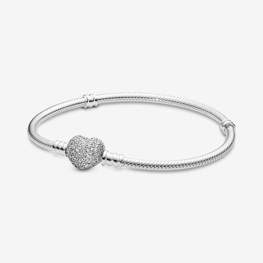 Bracciale Con Maglia Snake  e Chiusura A Cuore Scintillante Pandora 590727CZ