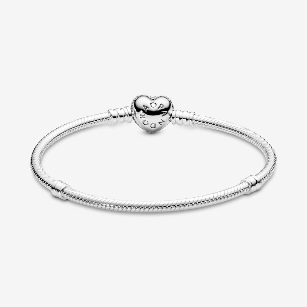 Bracciale Con Maglia Snake  e Chiusura A Cuore Scintillante Pandora 590727CZ