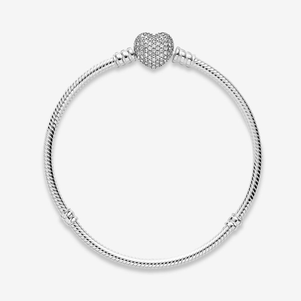 Bracciale Con Maglia Snake  e Chiusura A Cuore Scintillante Pandora 590727CZ