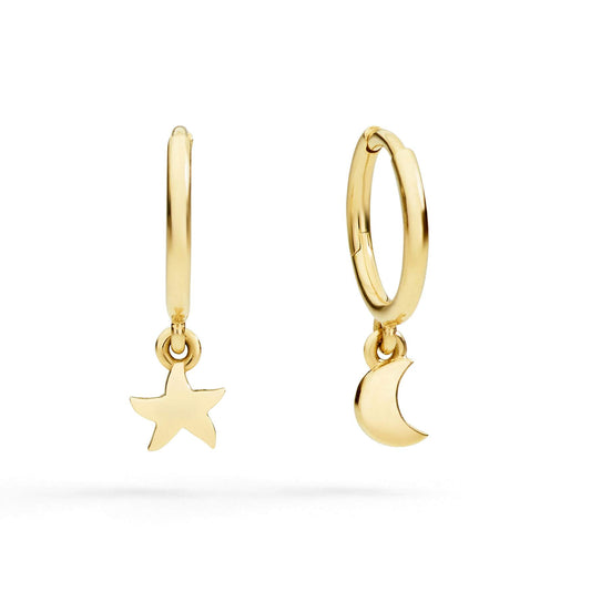 Orecchini Hoop Stellina e Luna Oro Giallo Dodo DOC5032-UNIVE-0009G