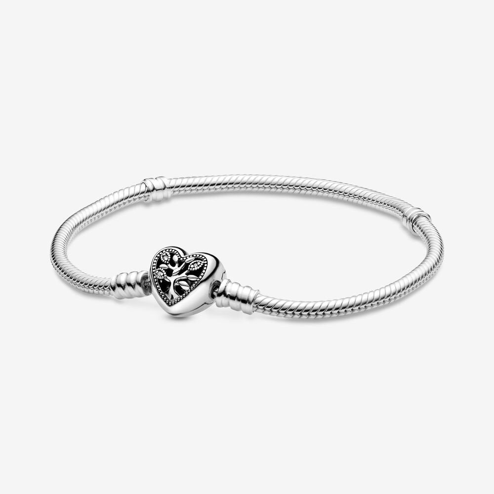 Bracciale Con Maglia Snake Chiusura A Cuore Albero Della Famiglia Pandora Moments 598827C01