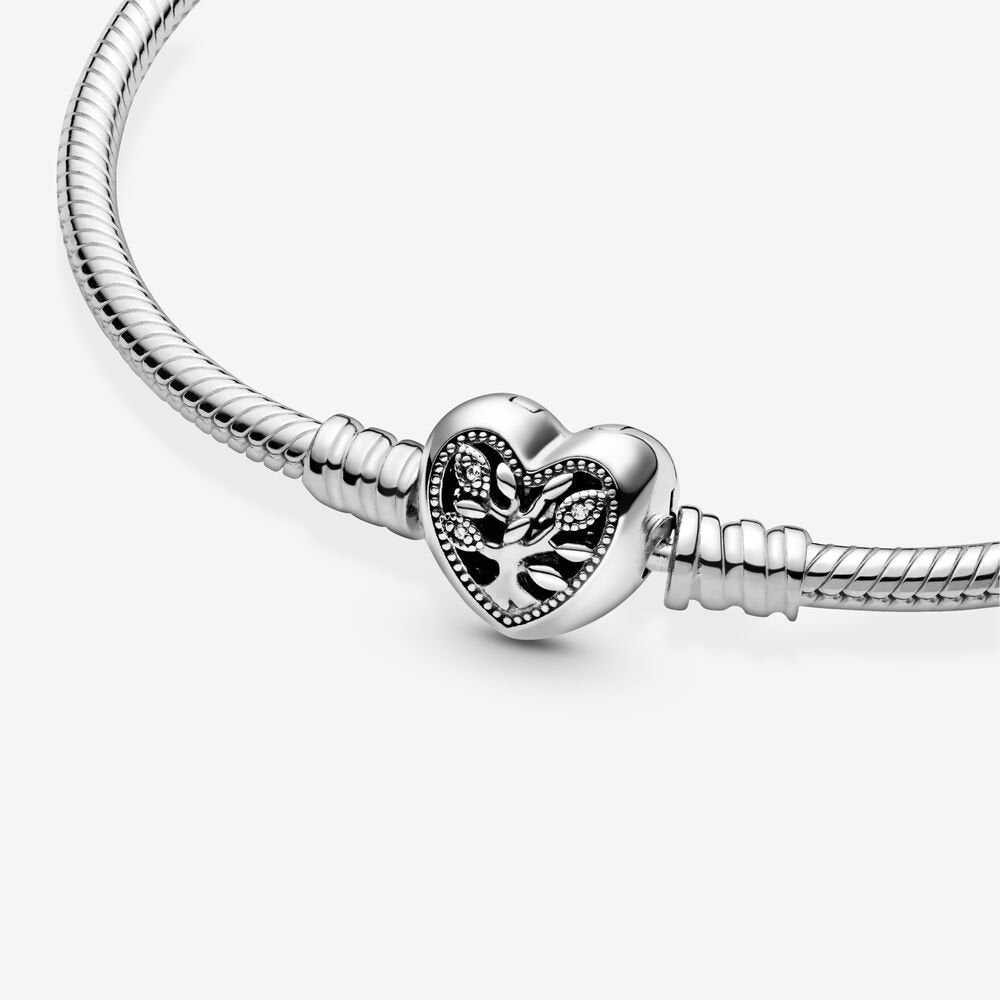 Bracciale Con Maglia Snake Chiusura A Cuore Albero Della Famiglia Pandora Moments 598827C01