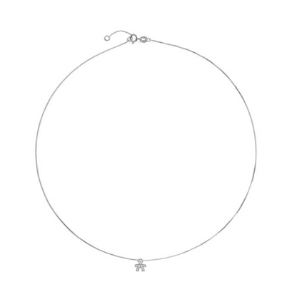 Collana i Tesorini Mini Sagoma Bimbo in Oro Bianco e Diamanti LBB985 Le Bebè