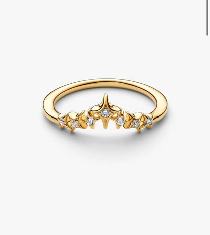 Anello Tiara con Stelle con Lega Metallica Rifinita in Oro Pandora 164946C01