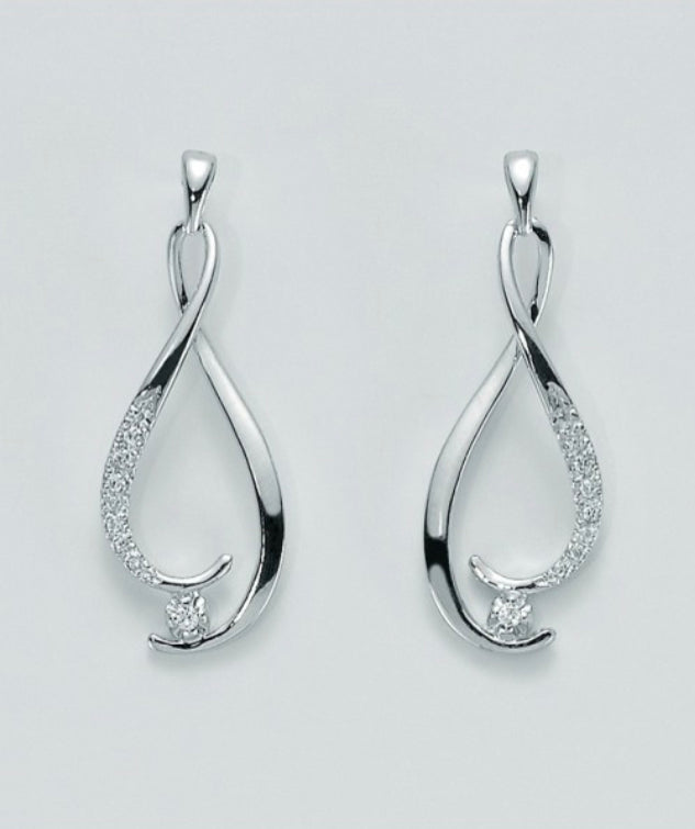 Orecchini Pendenti in Oro Bianco 18kt e Diamanti Miluna ERD2053